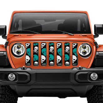 Dirty Acres® - 1-Pc Skulls Style Teal Perforated Main Grille