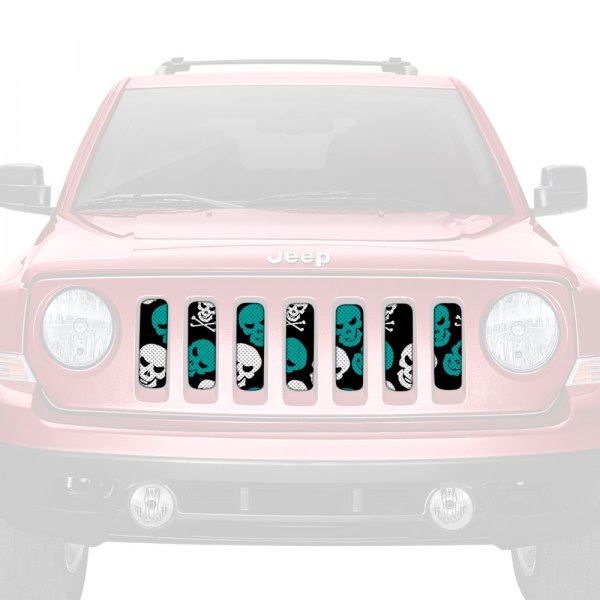 Dirty Acres® - 1-Pc Skulls Style Teal Perforated Main Grille