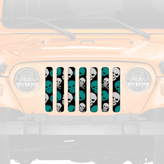 Dirty Acres® - 1-Pc Skulls Style Teal Perforated Main Grille