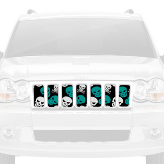 Dirty Acres® - 1-Pc Skulls Style Teal Perforated Main Grille