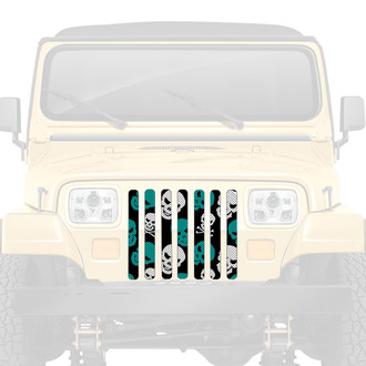 Dirty Acres® - 1-Pc Skulls Style Teal Perforated Main Grille