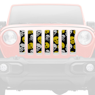 Dirty Acres® - 1-Pc Skulls Style Yellow Perforated Main Grille