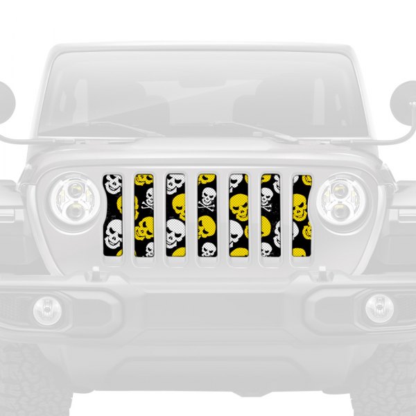 Dirty Acres® - 1-Pc Skulls Style Yellow Perforated Main Grille