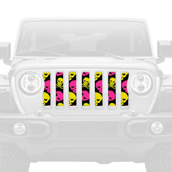 Dirty Acres® - 1-Pc Skulls Style Yellow Perforated Main Grille