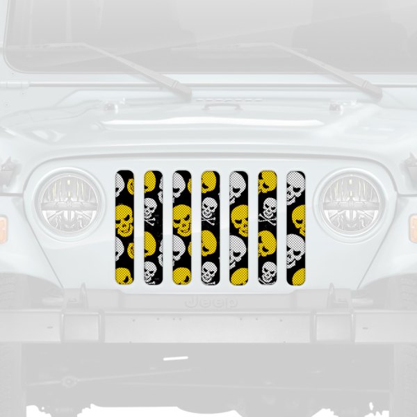 Dirty Acres® - 1-Pc Skulls Style Yellow Perforated Main Grille