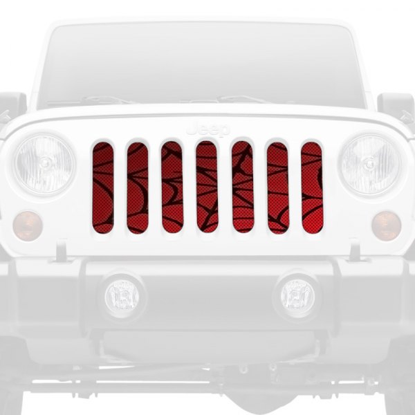 Dirty Acres® - 1-Pc Spider Webs Style Red Perforated Main Grille