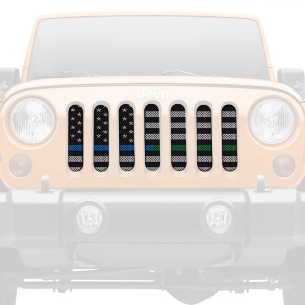 Dirty Acres® - 1-Pc American Tactical Back the Blue and Green Style Perforated Main Grille