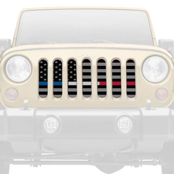 Dirty Acres® - 1-Pc American Tactical Back the Blue, White and Red Style Perforated Main Grille
