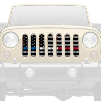 Dirty Acres® - 1-Pc American Tactical Back the Blue, White and Red Style Perforated Main Grille
