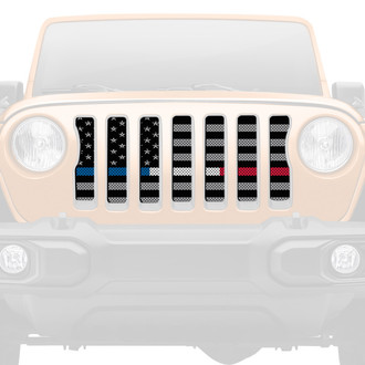 Dirty Acres® - 1-Pc American Tactical Back the Blue, White and Red Style Perforated Main Grille