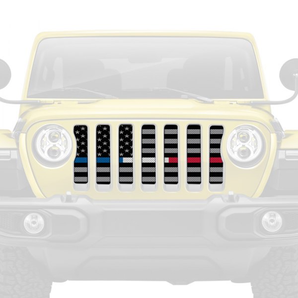 Dirty Acres® - 1-Pc American Tactical Back the Blue, White and Red Style Perforated Main Grille