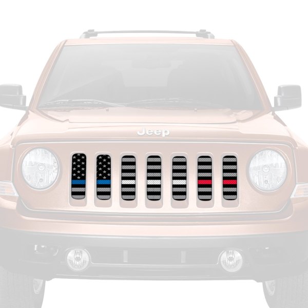 Dirty Acres® - 1-Pc American Tactical Back the Blue, White and Red Style Perforated Main Grille