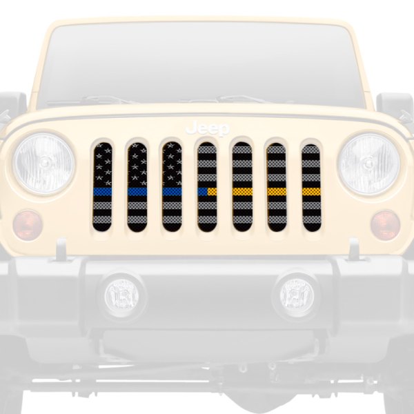 Dirty Acres® - 1-Pc American Tactical Back the Blue and Gold Style Perforated Main Grille