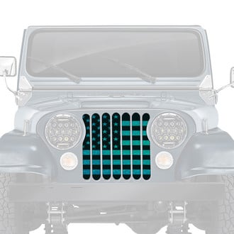 Dirty Acres® - 1-Pc American Flag Style Teal Fleck Perforated Main Grille