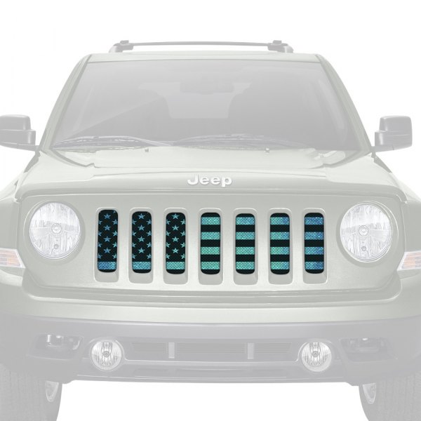 Dirty Acres® - 1-Pc American Flag Style Teal Fleck Perforated Main Grille