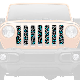 Dirty Acres® - 1-Pc Leopard Print Style Teal Perforated Main Grille