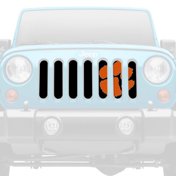 Dirty Acres® - 1-Pc Tiger Paw Print Style Orange/Black Perforated Main Grille