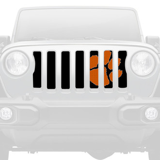 Dirty Acres® - 1-Pc Tiger Paw Print Style Orange/Black Perforated Main Grille