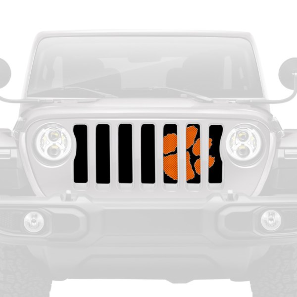 Dirty Acres® - 1-Pc Tiger Paw Print Style Orange/Black Perforated Main Grille