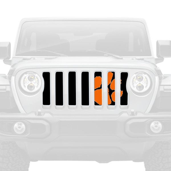 Dirty Acres® - 1-Pc Tiger Paw Print Style Orange/Black Perforated Main Grille