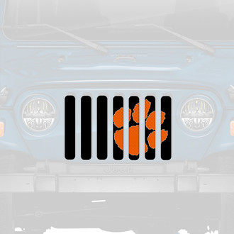 Dirty Acres® - 1-Pc Tiger Paw Print Style Orange/Black Perforated Main Grille