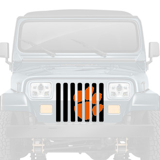 Dirty Acres® - 1-Pc Tiger Paw Print Style Orange/Black Perforated Main Grille