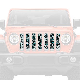 Dirty Acres® - 1-Pc Leopard Print Style Teal/White Perforated Main Grille