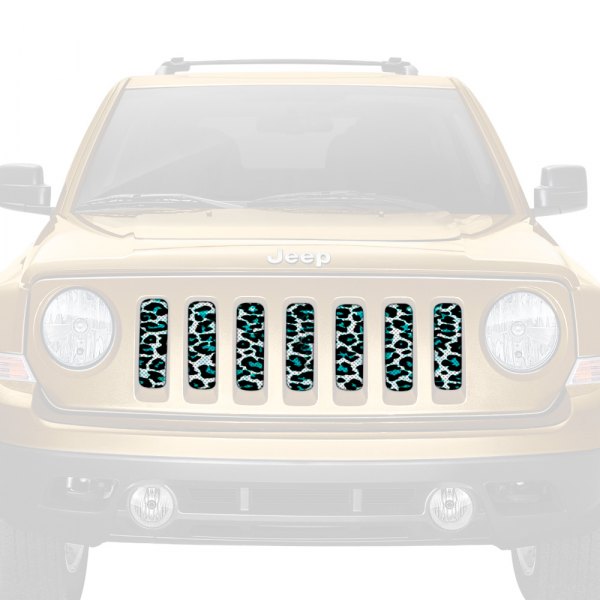 Dirty Acres® - 1-Pc Leopard Print Style Teal/White Perforated Main Grille