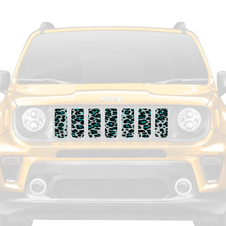 Dirty Acres® - 1-Pc Leopard Print Style Teal/White Perforated Main Grille