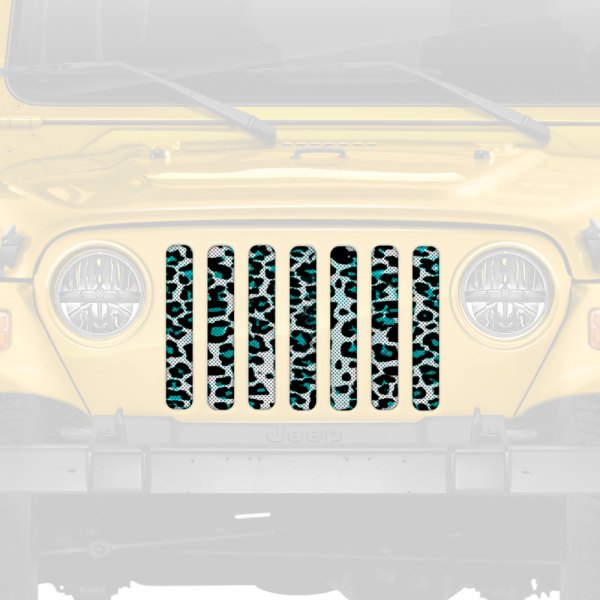 Dirty Acres® - 1-Pc Leopard Print Style Teal/White Perforated Main Grille