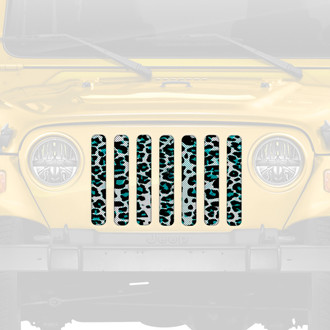 Dirty Acres® - 1-Pc Leopard Print Style Teal/White Perforated Main Grille