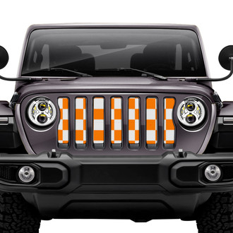 Dirty Acres® - 1-Pc Tennessee Checkerboard Style Orange/White Perforated Main Grille