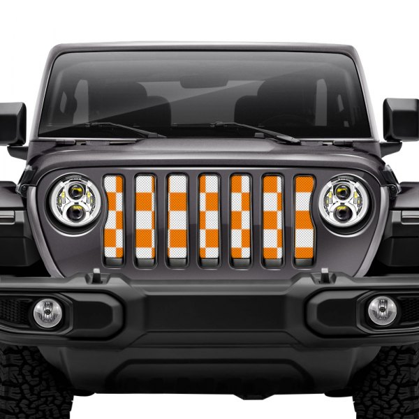 Dirty Acres® - 1-Pc Tennessee Checkerboard Style Orange/White Perforated Main Grille