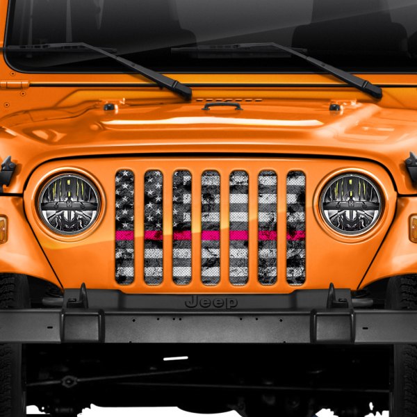 Dirty Acres® - 1-Pc Tennessee Checkerboard Style Orange/White Perforated Main Grille