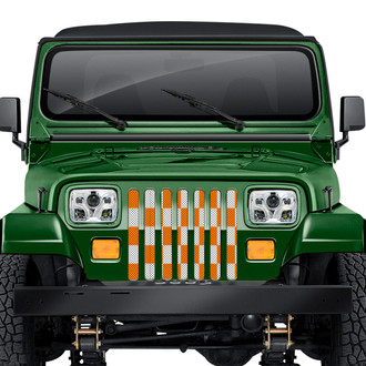 Dirty Acres® - 1-Pc Tennessee Checkerboard Style Orange/White Perforated Main Grille