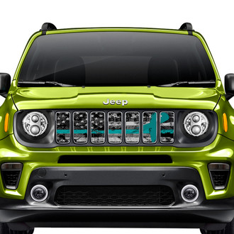 Dirty Acres® - 1-Pc Teal Ribbon Tactical American Flag Style Perforated Main Grille