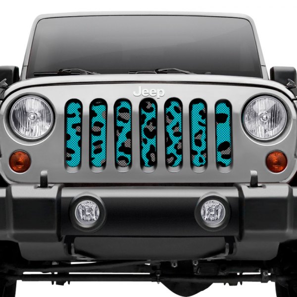 Dirty Acres® - 1-Pc Leopard Print Style Turquoise/Black/Gray Perforated Main Grille