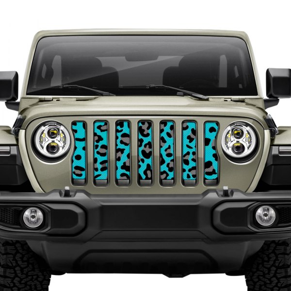 Dirty Acres® - 1-Pc Leopard Print Style Turquoise/Black/Gray Perforated Main Grille