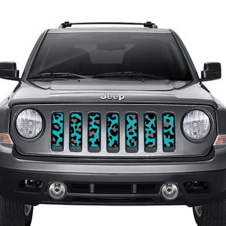 Dirty Acres® - 1-Pc Leopard Print Style Turquoise/Black/Gray Perforated Main Grille