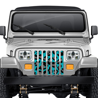 Dirty Acres® - 1-Pc Leopard Print Style Turquoise/Black/Gray Perforated Main Grille