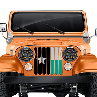Dirty Acres® - 1-Pc Texas Flag Style Teal/White/Black Perforated Main Grille