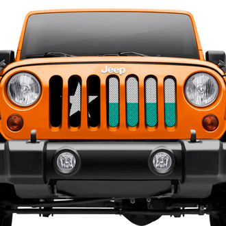 Dirty Acres® - 1-Pc Texas Flag Style Teal/White/Black Perforated Main Grille