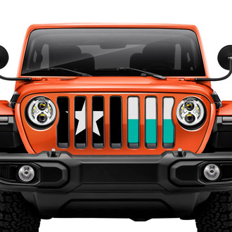 Dirty Acres® - 1-Pc Texas Flag Style Teal/White/Black Perforated Main Grille