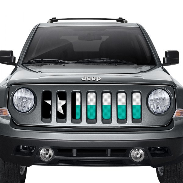 Dirty Acres® - 1-Pc Texas Flag Style Teal/White/Black Perforated Main Grille