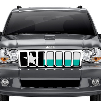 Dirty Acres® - 1-Pc Texas Flag Style Teal/White/Black Perforated Main Grille
