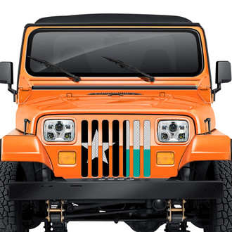 Dirty Acres® - 1-Pc Texas Flag Style Teal/White/Black Perforated Main Grille