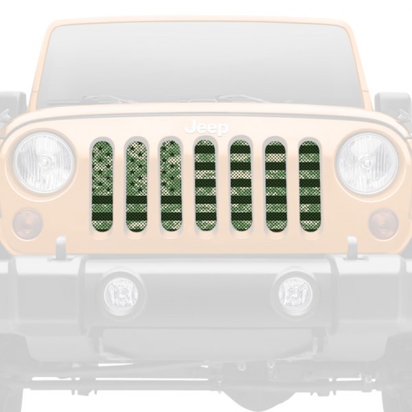 Dirty Acres® - 1-Pc American Flag Digital Green Camo Style Perforated Main Grille