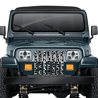 Dirty Acres® - 1-Pc Leopard Print Style White Perforated Main Grille