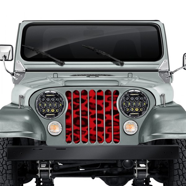 Dirty Acres® - 1-Pc Leopard Print Style Red Perforated Main Grille