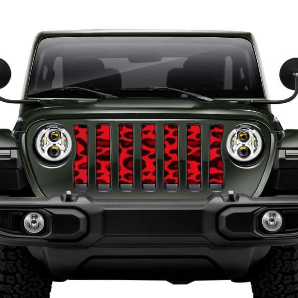 Dirty Acres® - 1-Pc Leopard Print Style Red Perforated Main Grille